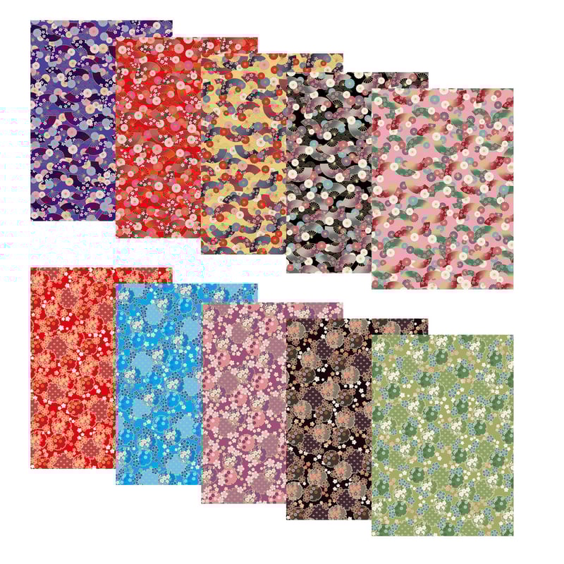 和紙ちよがみ たおやか【扇と輪】 B4 10枚入 | おりがみ屋さんドットコム