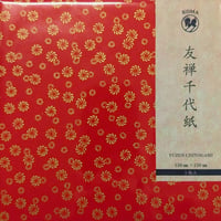 友禅千代紙　15㎝　同柄５枚入　ねじり梅　赤