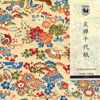 京染友禅千代紙　15㎝　同柄５枚入　原風景　クリーム