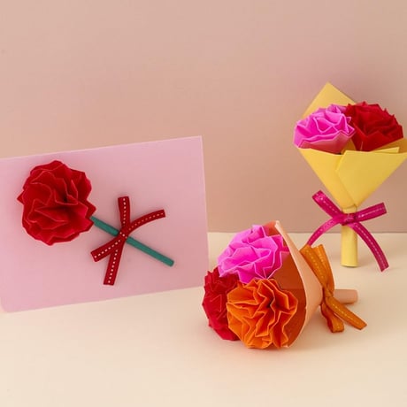 折って切って やさしく作れる立体花　折り紙花飾り