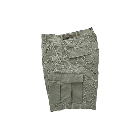 Honeycomb pattern patch BDU shorts / Olive