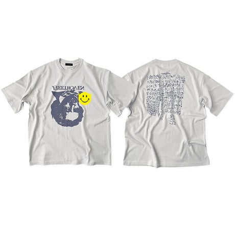 Beethoven & smile Big silhouette tee / Frost gray