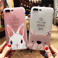 iphoneスマホケース各種　【うさぎとくま】　6/6s、6plus/6splus、iphone7/8、7plus/8plus、iphoneX用