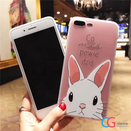 iphoneスマホケース各種　【うさぎとくま】　6/6s、6plus/6splus、iphone7/8、7plus/8plus、iphoneX用