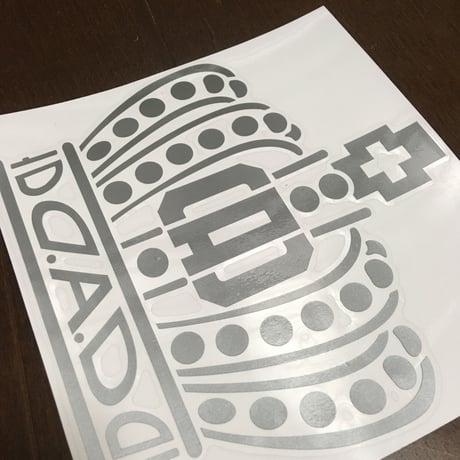 DADクラウン・ラグジュアリー・ステッカー・シルバー抜き文字