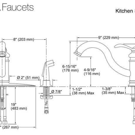 米国kohler社製キッチン用シングルレバー混合水栓k-12172 CP  日本仕様変換アダプター付属