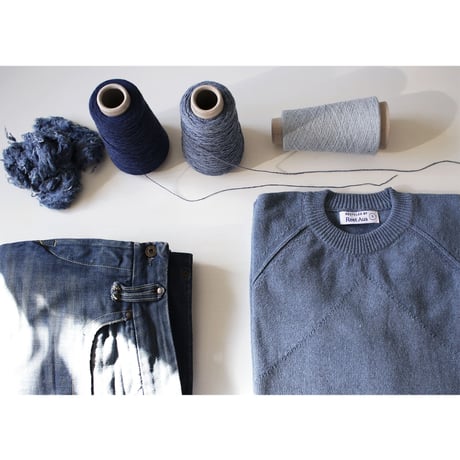 Reet Aus_ Sweater from recycle denim Blue_レディースサイズ