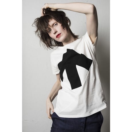 Reet Aus_ Up-Shirt Women's Black and White ( Tシャツ_レディース）