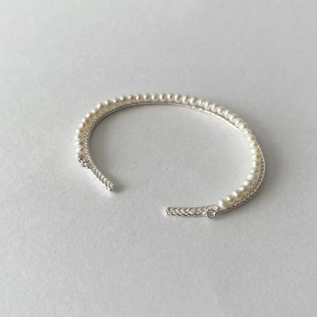 lace braid +pearl bangle(silver)---319