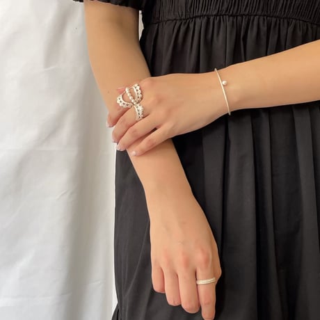 lace double dot ring (silver)---004