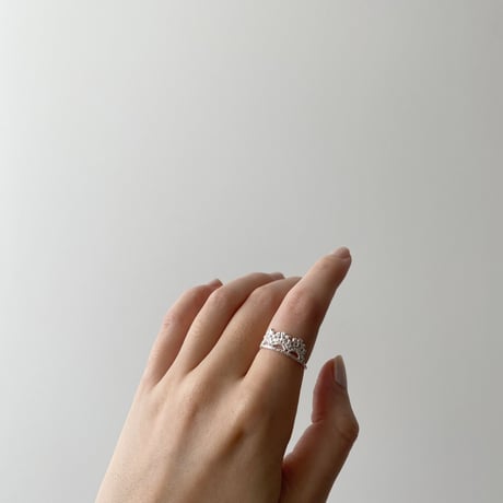 lace crown ring(silver)---137