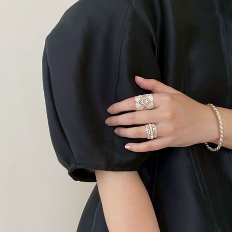 milk crown＋pearl set ring(silver)---365