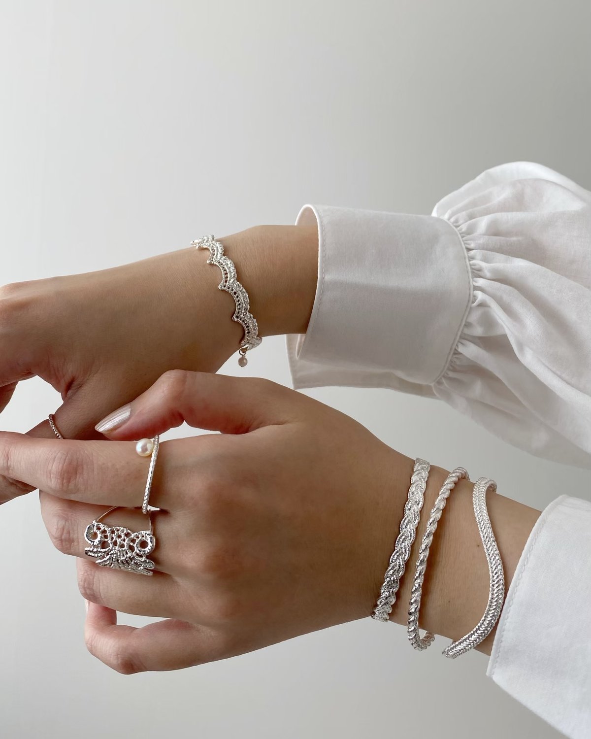 lace wave bangle(silver)---034 | flavour