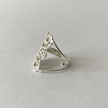 lace feather ring (silver)---103