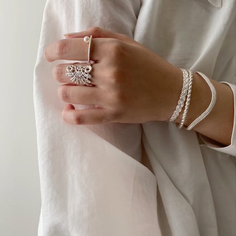 lace feather ring (silver)---103