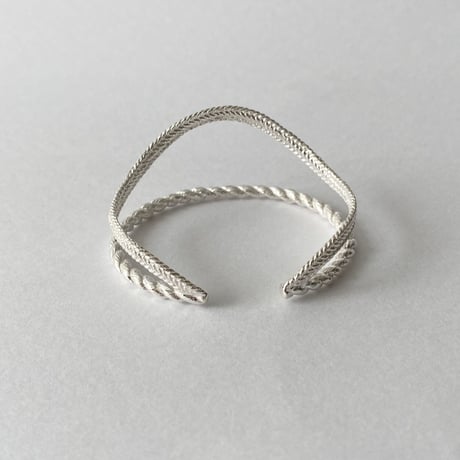 lace braid double bangle (silver)---320