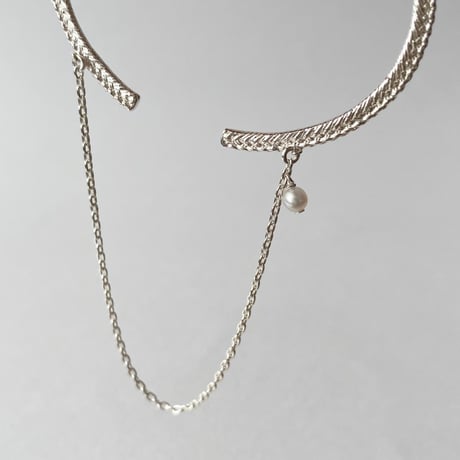lace braid +chain bangle (silver)---318