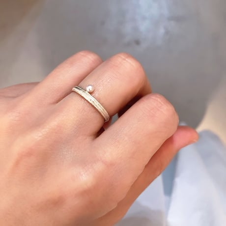 lace braid ring /pearl (silver)---301
