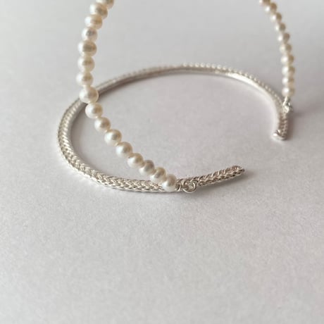 lace braid +pearl bangle(silver)---319