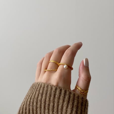 stitch circle  ring / pearl (gold)---332