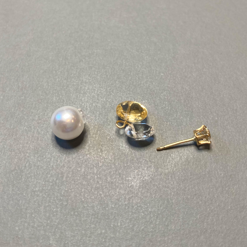 3粒片耳ピアス or イヤリング Citrin | XSORI 3粒片耳ピアス or イヤリング Citrin | XSORI