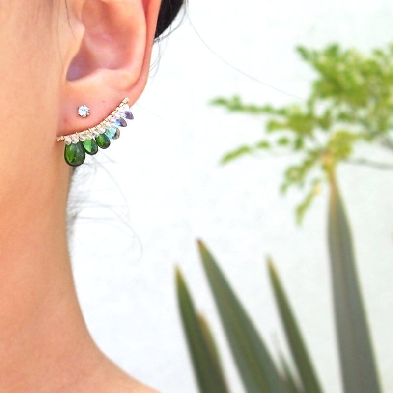 gren BIJOUX グリン あまったるく ビジュー ゴールドピアス ホワイト 