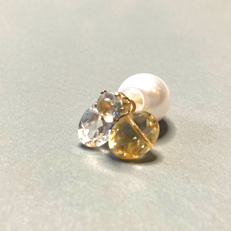 3粒片耳ピアス or イヤリング Citrin | XSORI 3粒片耳ピアス or イヤリング Citrin | XSORI