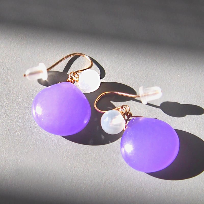 ２WAY□Purple chalcedony ペアピアス | XSORI