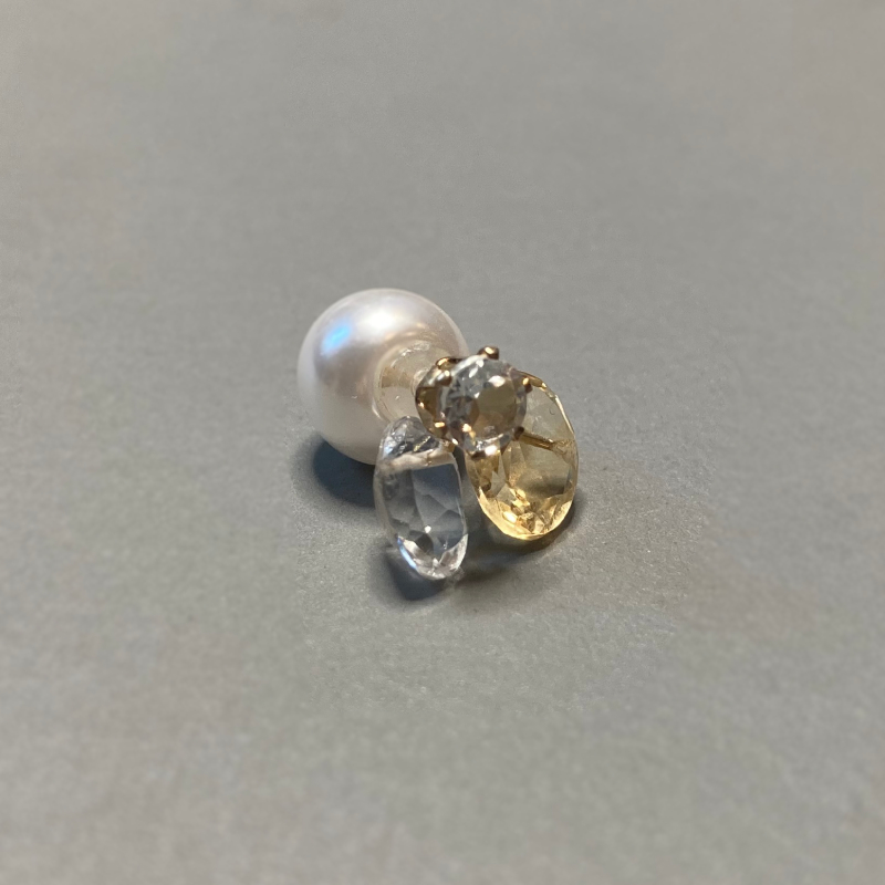 3粒片耳ピアス or イヤリング Citrin | XSORI 3粒片耳ピアス or イヤリング Citrin | XSORI