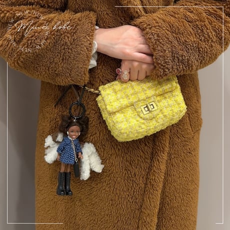 yellow tweed shoulder bag