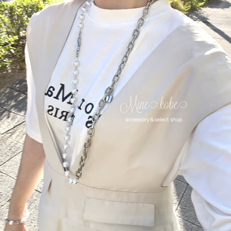 pearl and silver 2way necklace bracelet