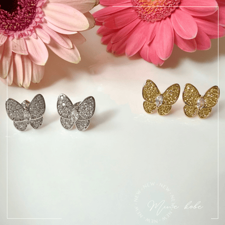 zirconia papillon earring and pierce