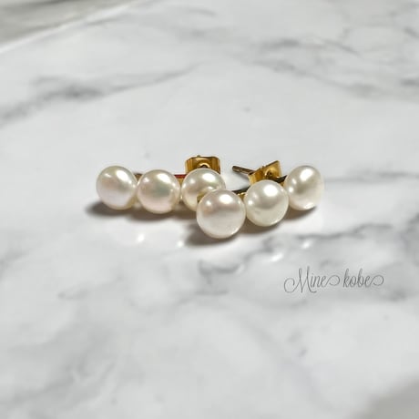【stainless】3pearl goldplate pierce