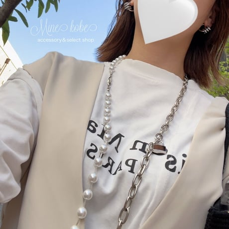 pearl and silver 2way necklace bracelet