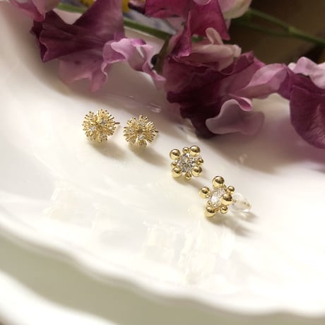 【14k、silver925】2type zirconia pierce