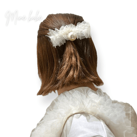 【MINEkobe original】tulle ribbon pearl hair gom
