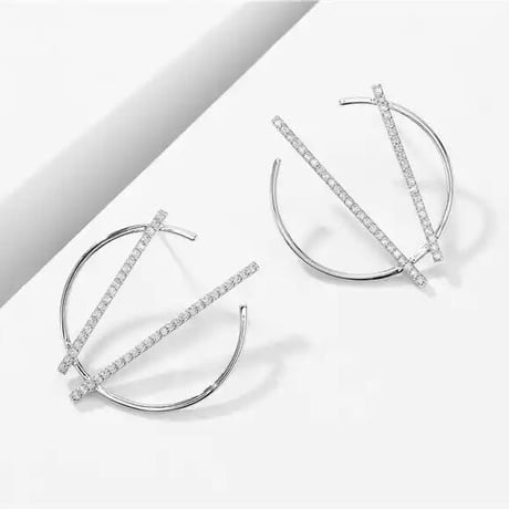 【White gold】zirconia circle silver pierce