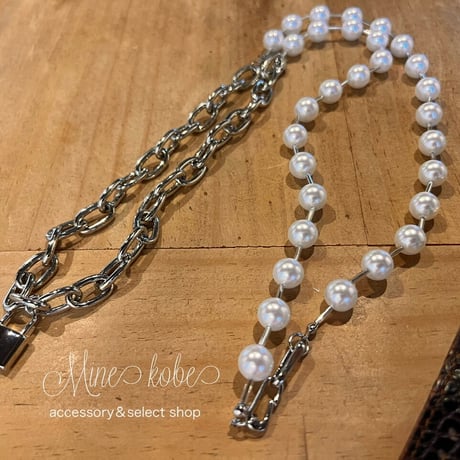 pearl and silver 2way necklace bracelet