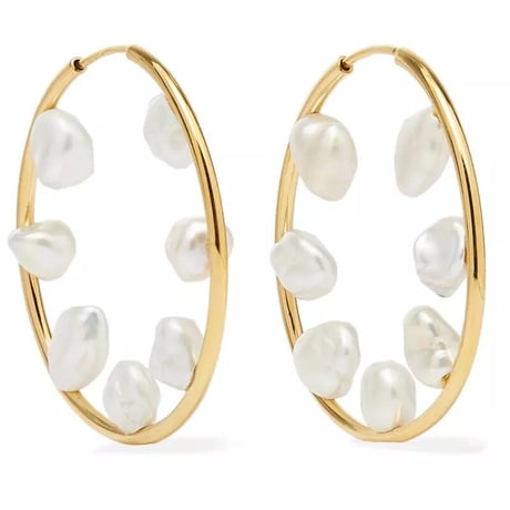 【stainless steel】baroque pearl hoop pierce