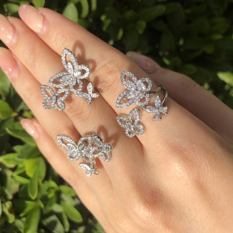 【silver925】3papillon zirconia ring