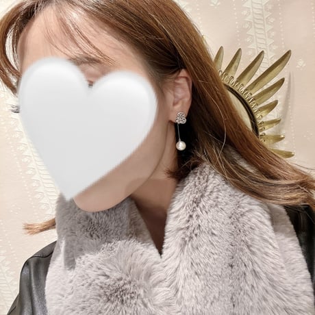 【White gold】2way papillon Pearl pierce