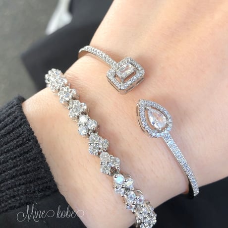 2type zirconia silver925 pave bracelet&bangle