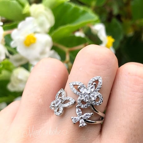 【silver925】3papillon zirconia ring