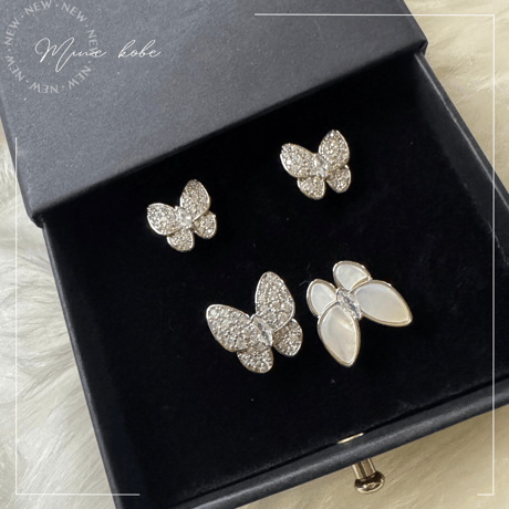 zirconia papillon earring and pierce