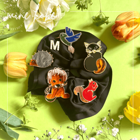 【MINEkobeオリジナル】animal motif brooch &velours chouchou