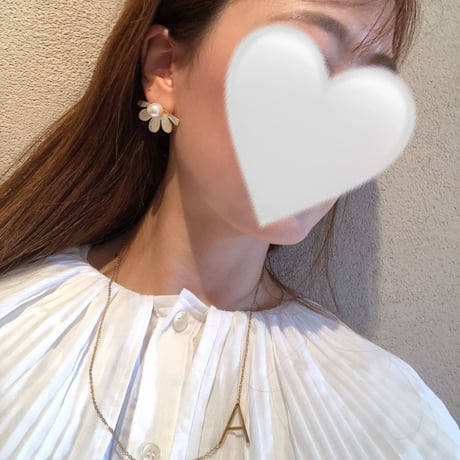 【18k】metal flower pearl  pierce