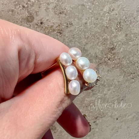 【stainless】3pearl goldplate pierce