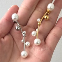 【stainless】curve metal pearl and ball pierce