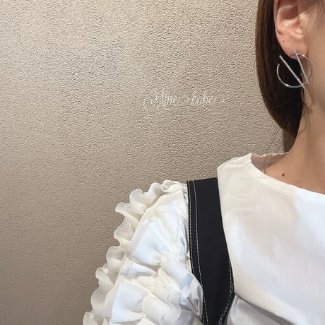 【White gold】zirconia circle silver pierce