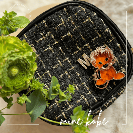 【MINEkobeオリジナル】animal motif brooch &tweed pouch